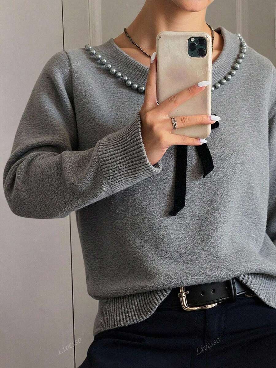 Amarisse | het parelgrijze truitje vol subtiele verfijning