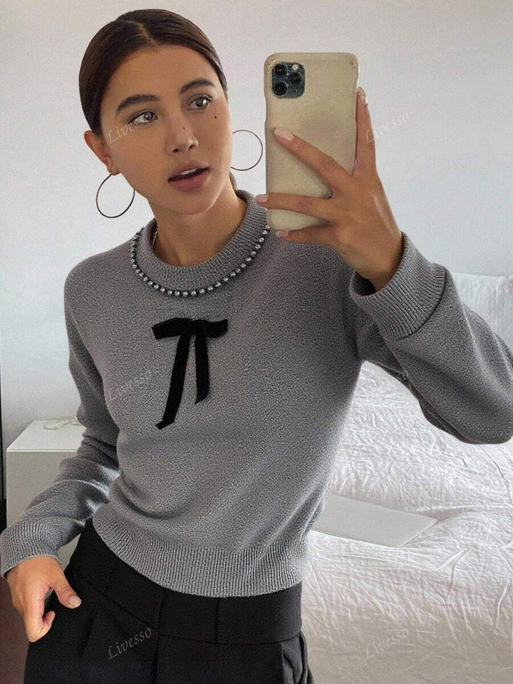 Amarisse | het parelgrijze truitje vol subtiele verfijning