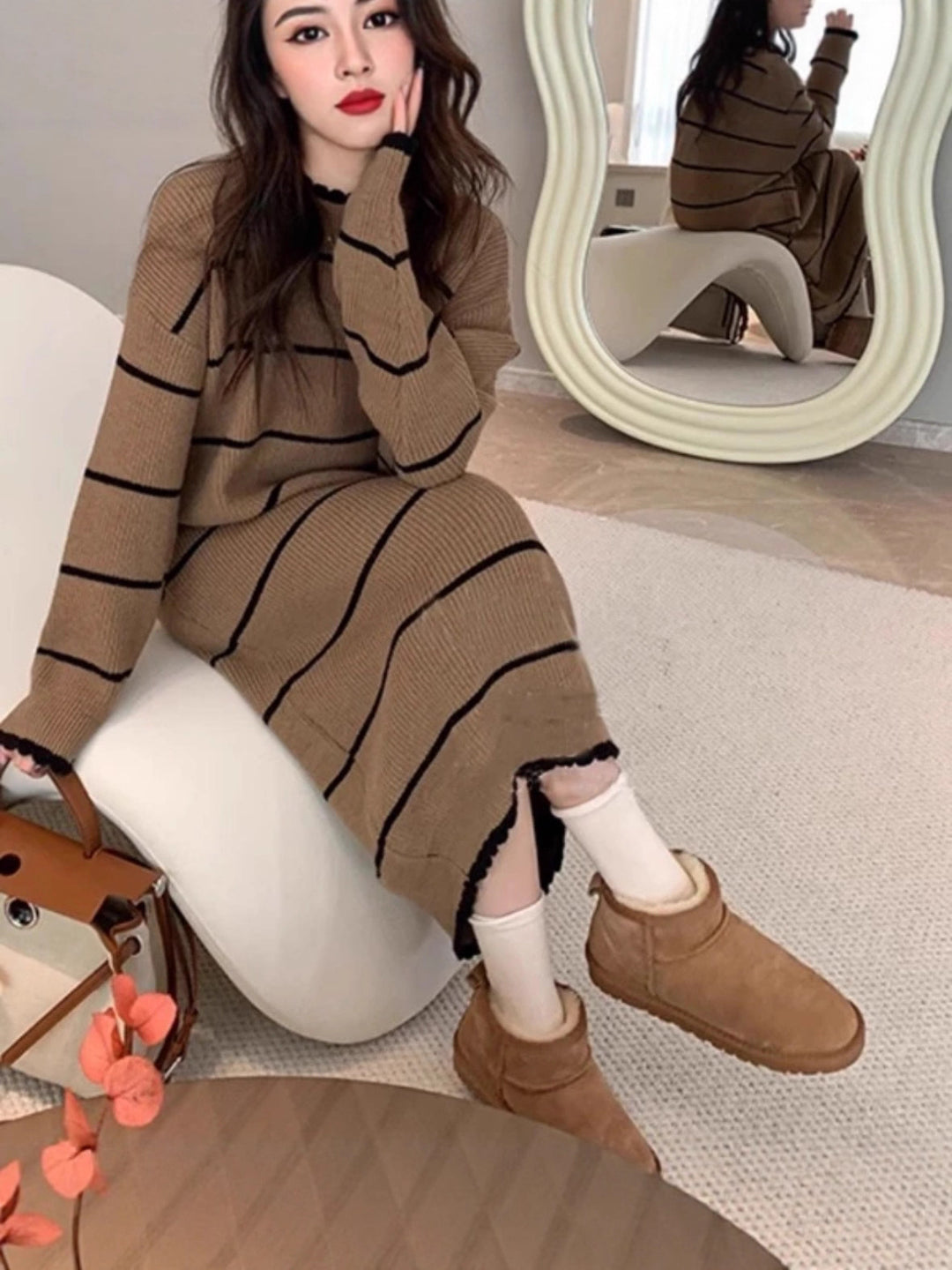 Luna | De Zachte Streep Knit Jurk